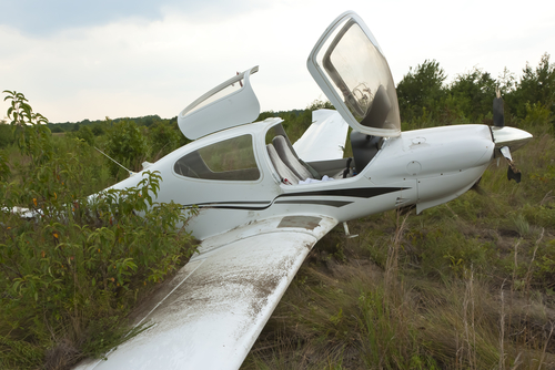 Crashed small airplane