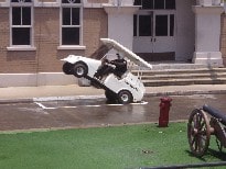 Golf cart accident on the green