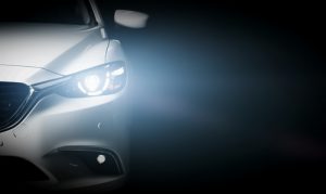 illuminated car headlights