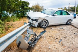 car accident hit guardrail